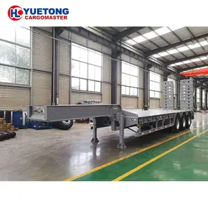 China Fabriek 20 Ton 3 Assen 4 Assen Uitschuifbare Vlakke Vloer Laag Bed Lader Oplegger Frame Lage Bed Oplegger Voor Goederen