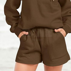 2025 dernière conception de sweat à capuche décontracté de haute qualité pour femmes ensembles courts style de motif solide à vendre - Product Image 5