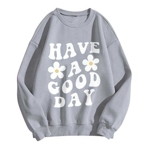Oversized Crew Neck Casual Hoodie for <b>Women</b> 100% Cotton <b>Fleece</b> Sweatshirt Waterproof Breathable Winter Back Logo 300g - Product Image 1