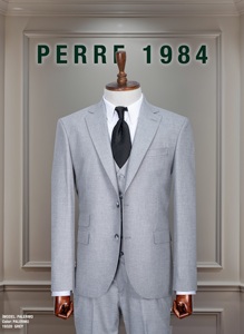 Ensemble gilet et costume homme marron, coupe droite, col à revers, simple boutonnage, en tissu polyester peigné infroissable - Product Image 4