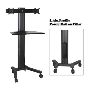 Station de travail informatique mobile avec support pour deux moniteurs de 10 à 24 pouces pour laboratoire, salle de classe, bureau, domicile, clinique dentaire - Product Image 3