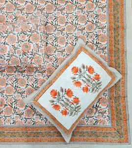 Drap de lit traditionnel 100% coton avec taies d'oreiller bloc à main imprimé drap de lit en coton doux fabriqué à la main avec motif de bordure - Product Image 3