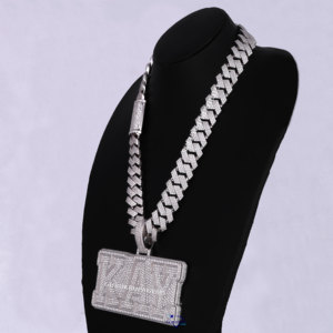 Cadena de Eslabones Chapada en Rodio de Oro Blanco de 14 Quilates, Colgante Personalizable con Diamantes Cultivados en Laboratorio con Claridad VVS, Regalo de Boda - Product Image 3