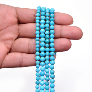 AAA + azul turquesa piedra preciosa 5mm-6mm cuentas redondas lisas turquesa Natural piedras preciosas semipreciosas cuentas sueltas para la fabricación de joyas - Product Image 2