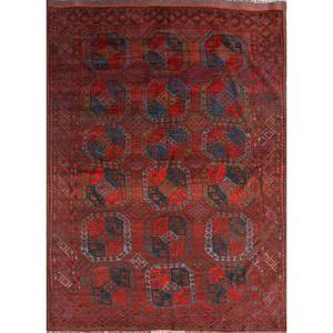 Alfombra de Lana Anudada a Mano Kiaan, Rojo Naranja Paem-503, Patrón Geométrico Abstracto, Kilim para el Hogar, para la Entrada, Rectangular de 9x12, para Adolescentes - Product Image 1