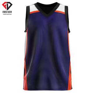 พิมพ์เต็มดาวสีขาว Sublimated 3D รูปแบบการออกแบบธงอเมริกันโรงงานขายตรงราคาต่ำที่มีคุณภาพดีเสื้อบาสเกตบอล - Product Image 3