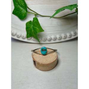 Navajo Handmade Kingman Turquoise & Sterling <b>Silver</b> <b>Cuff</b> <b>Bracelet</b> Cultural Collectible Jewelry - Product Image 1
