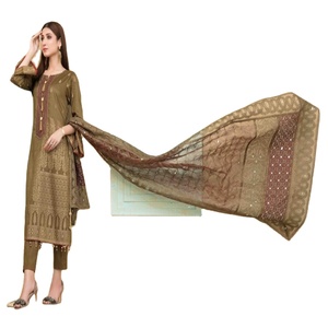 TALIA Designer's Summer Collection Banarsi Jacquard Lino Algodón Césped 3 piezas Mujer Salwar Kameez Heavy Bordado Volumen - Product Image 1