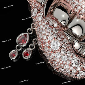 Iced Out <b>Diamond</b> Grill Lips Pendant Hip Hop Bling Custom Statement <b>Necklace</b> Jewelry Gift <b>For</b> <b>Men</b> Women Party Wear Art - Product Image 4