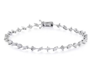 Pulsera Hecha a Mano de Diamantes Corte Princesa en Oro Rosa Sólido Natural Moissanite Regalo de Boda y Compromiso Estilo Marquesa - Product Image 3