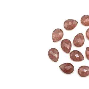 ลูกปัดทรงลูกแพร์สีชมพูสตรอเบอร์รี่ ขนาด 9x12 มม. คุณภาพ AAA+ คู่จับคู่ สำหรับงานประดิษฐ์เครื่องประดับ - Product Image 2