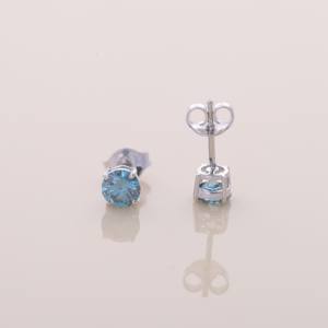 Boucles d'oreilles clous en diamant bleu de 1,06 ct cultivé en laboratoire, or jaune, blanc et rose 14 carats, taille princesse, plaqué rhodium, certifiées IGI, bijoux classiques - Product Image 6
