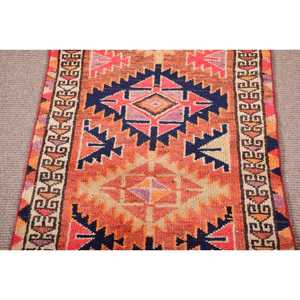 Turkish Rug, <b>Runner</b> 2.5x12.1 ft Vintage Rug, <b>Red</b> Patchwork Wool Rug - Product Image 3