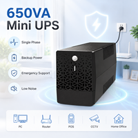 Alimentation sans interruption (ASI) monophasée 650VA, mini onduleur pour PC, routeur, POS, CCTV, maison, bureau, alimentation de secours