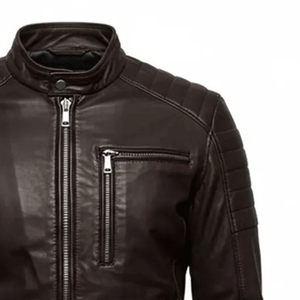 Chaqueta de motociclista de piel de oveja auténtica marrón oscuro para hombre, chaqueta de motorista con protección CE blindada ajustada para Moto Cafe Racer - Product Image 3