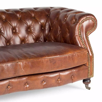 Sofá Seccional en Forma de L de Tres Plazas, Diseño Chesterfield, Moderno, de Cuero Genuino, con Estructura de Madera Sólida, Extensible y Convertible en Cama