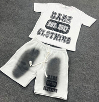 Ensemble de survêtement vintage personnalisé pour homme, 100 % coton respirant, délavé à l'acide, deux pièces, été, t-shirt court et short
