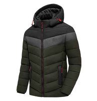 Chaqueta Acolchada con Capucha para Hombre, Diseño Color Block, Cortavientos, Abrigo de Invierno, Relleno de Poliéster, Ropa Casual para Exteriores