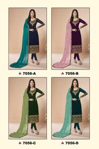 Georgette-ropa étnica india de imitación, Multi hilo y Zari, trabajo bordado, Salwar, Kameez, Dupatta, última llegada, en venta - Product Image 2