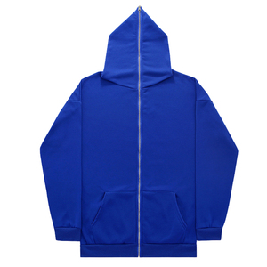 Sweat à capuche uni à fermeture éclair complète vintage avec logo imprimé sur mesure en gros Sweats à capuche vierges de haute qualité pour hommes 2025 - Product Image 3