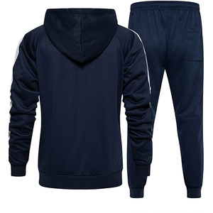 Survêtement pour homme à capuche en coton, manches longues, design personnalisé, fermeture éclair intégrale, pantalon de jogging, patchwork, vêtements de sport - Product Image 5