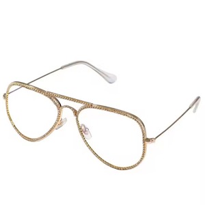 Unisex White Eyeglasses Yellow Frame Latest Designer Everyday Comfortable Spectacles Gradient Lens Moissanite Diamonds Studded - Product Image 2