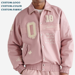 Chaquetas universitarias Estilo Vintage para hombre con parche bordado de chenilla personalizado chaquetas de béisbol y bombardero de manga de cuero al por mayor - Product Image 1