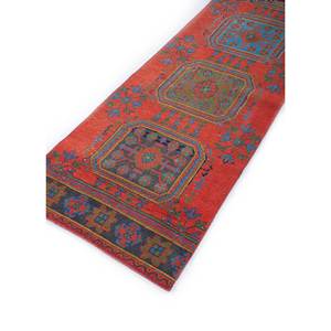 Tapis en laine vintage 9x12 rouge et orange, noué à la main, motif géométrique pour la décoration du salon, des couloirs, nom du produit Pae-2526 - Product Image 2