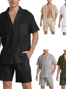 Dernier été mode couleur unie coton respirant à manches courtes sport vêtements de gymnastique décontracté bouton complet col tournant pour sport salle de sport - Product Image 6