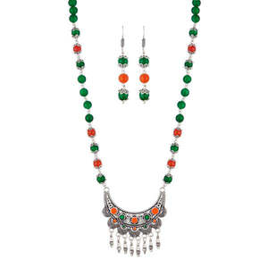 Conjuntos de joyería fina de lujo Urthn, collar de cuentas verdes chapado en rodio de oro de 24 quilates 1111312I con circón como piedra principal - Product Image 1