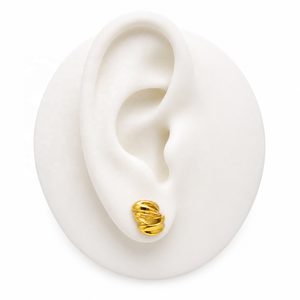 ต่างหูแบบติดหูทรงโดมลายริบบิ้นทองคำแท้ 14k 585 ยี่ห้อ JJBRAVO สำหรับผู้หญิง เครื่องประดับคุณภาพสูง ได้รับการประเมินจากผู้เชี่ยวชาญบุคคลที่สาม - Product Image 5