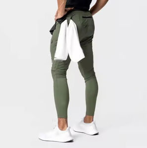 Pantalon de survêtement décontracté en toile épaisse pour homme, coupe ample, respirant, taille élastique avec cordon de serrage - Product Image 2