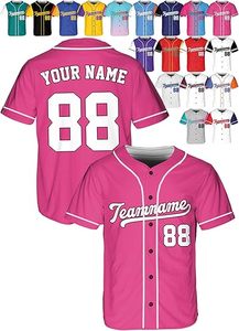 Maillot de baseball personnalisé pour homme, imprimé par sublimation numérique, 100 % polyester, col rond, vêtements de softball, service OEM, respirant, séchage rapide - Product Image 2