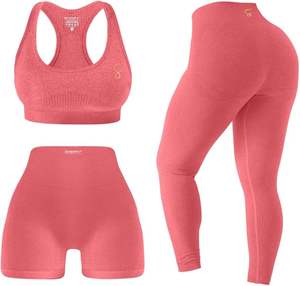 Transpirable sin costuras 3 piezas Yoga conjuntos mujeres gimnasio ropa RTS venta al por mayor 3 piezas yoga traje mujeres - Product Image 1