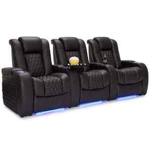 NUEVO Sofá de Cine en Casa de Cuero Italiano, Cómodo Asiento de Cine, Silla Reclinable Eléctrica con Cargador Inalámbrico y Luces LED - Product Image 1