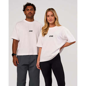 เสื้อยืดพิมพ์ลาย Progression Super Heavyweight สีขาวดำสำหรับใส่พักผ่อน - Product Image 1