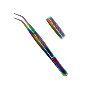 Pince à épiler dentaire de qualité supérieure en acier allemand enduit de couleur avec une pince à épiler coudée avec une pince à épiler universitaire personnalisée en gros avec OEM - Product Image 1