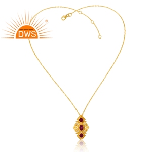 New Trending Sterling Silver 18K Gold Plated Natural Dyed <b>Ruby</b> Gemstone <b>Necklace</b> Demi Fine Jewelry Manufacturer - Product Image 1
