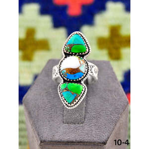 Bague ajustable artisanale du Sud-Ouest avec pavillon de paon et sertissage en argent sterling et turquoise, style tendance, idéale pour un cadeau - Product Image 2