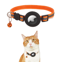 Collier réfléchissant réglable pour animaux de compagnie AirTag Holder GPS Tracker Cat Dog Breakaway Safety Bell Waterproof Nylon Small Dogs Cats