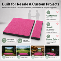 Tapis de frappe de golf modulaire en nylon rose personnalisé pour centre de golf intérieur commercial