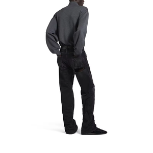 Pull en maille de coton gris à demi-zip pour homme, col camionneur, chaud, tendance, pull décontracté d'hiver, superposé, confortable, tricoté, 2026 - Product Image 3