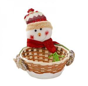 Paniers tissés à la main Art Déco Design de Noël Panier tissé décoratif et cadeau de Noël bonhomme de neige - Product Image 1