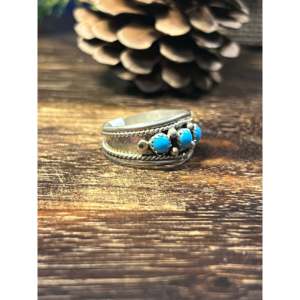 Elton Cadman Kingman Turquoise & Platinum <b>Ring</b> with Vermeil Bezel Setting Size 12.5 <b>Boho</b> Style for Everyday Wear - Product Image 3