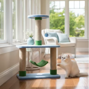 Arbre à chat Amistar Blue Sky de haute qualité avec hamac et griffoir pour chats de toutes tailles. - Product Image 4