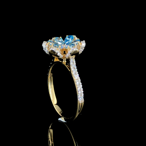 Anillo de compromiso de lujo con diamante de corte pera cultivado en laboratorio, banda de oro amarillo macizo de 14k con pulido brillante, 1 quilate, joyería fina. - Product Image 6