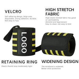 Bandes de poignet ajustables avec logo personnalisé, durables et respirantes, en polyester et coton, pour la musculation et l'entraînement physique - Product Image 5