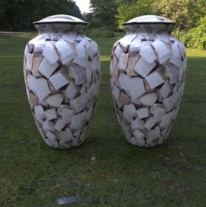 Urnas de cremación de adoquines de piedra caliza únicas Urnas conmemorativas con bolsa de terciopelo gratis - Product Image 1