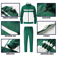 Ensemble de survêtement athlétique vert et blanc pour homme – Veste zippée intégrale et pantalon de jogging – Tenue de sport en gros pour l'entraînement de football