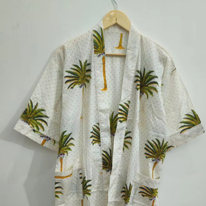 ชุดคลุมกิโมโนสำหรับเพื่อนเจ้าสาวพิมพ์ลายคอตตอนความยาวถึงพื้นชุดนอนฤดูร้อนเอวเป็นธรรมชาติขนาดเดียว - Product Image 4